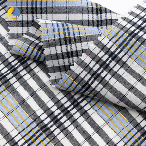 Offre Spéciale moderne tissu à carreaux uni Polyester coton mélangé Plaid rayure Jacquard tissu bleu vichy matériel pour les chemises pour hommes - Product Image 5