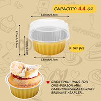 Moules à gâteau miniatures en aluminium de qualité alimentaire de 3 pouces avec couvercles, résistants au four, jetables, pour desserts, puddings, plats à emporter