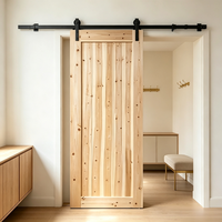 Porte coulissante intérieure rétro en bois de sapin massif pour la décoration d'hôtels et d'hébergements touristiques