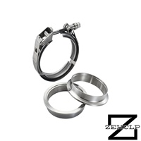 Kit de fixation rapide OEM SS304 poli miroir avec collier V-band et bride pour tuyau d'échappement turbo de 1,5 pouce, robuste, avec boulon en T, garantie 3 ans