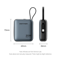 Vention Mini Power Bank de Poche 10000 mAh avec Écran LED, Charge Rapide, Batterie Externe d'Urgence pour l'Extérieur