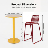 Tabourets de bistrot modernes empilables et colorés, chaise haute de bar en aluminium pour l'extérieur, idéale pour les fêtes, chaise et table de bar hautes pour l'extérieur