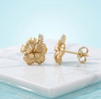 Collier pendentif fleur d'hibiscus, bijoux hawaïens, plante d'origine hawaïenne, bijoux sur le thème de la vie marine