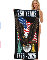 Serviette de plage en microfibre imprimée pour la célébration du semi-quicentenaire des 250 ans de la liberté aux États-Unis, disponible en gros