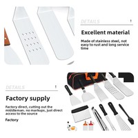 Juego de Herramientas para Barbacoa al Aire Libre Estilo Coreano Personalizado de Fábrica con Espátula de Acero Inoxidable Resistente para Cocinar