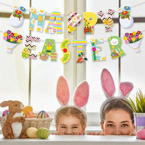 Decoraciones de Fiesta de Pascua con Temática de Primavera, Huevos de Pascua de Margarita, Pollitos, Banderines de Feliz Pascua - Product Image 2