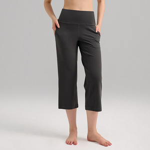 Pantalon large femme taille haute à séchage rapide confortable et décontracté avec poches et pantalon court à cordon de serrage - Product Image 4