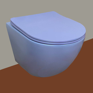 WC <span class=keywords><strong>suspendu</strong></span> bleu mat profilé 49 cm, gain de place, avec réservoir encastré, pour salle de bain, Sublime, à chasse arrière, ensemble WC - Product Image 2