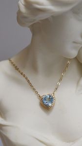 Xinfly - Collar de Diamantes en Forma de Corazón con Aguamarina y Oro Puro de 18K, Joyería Fina Au750, Personalizable - Product Image 5