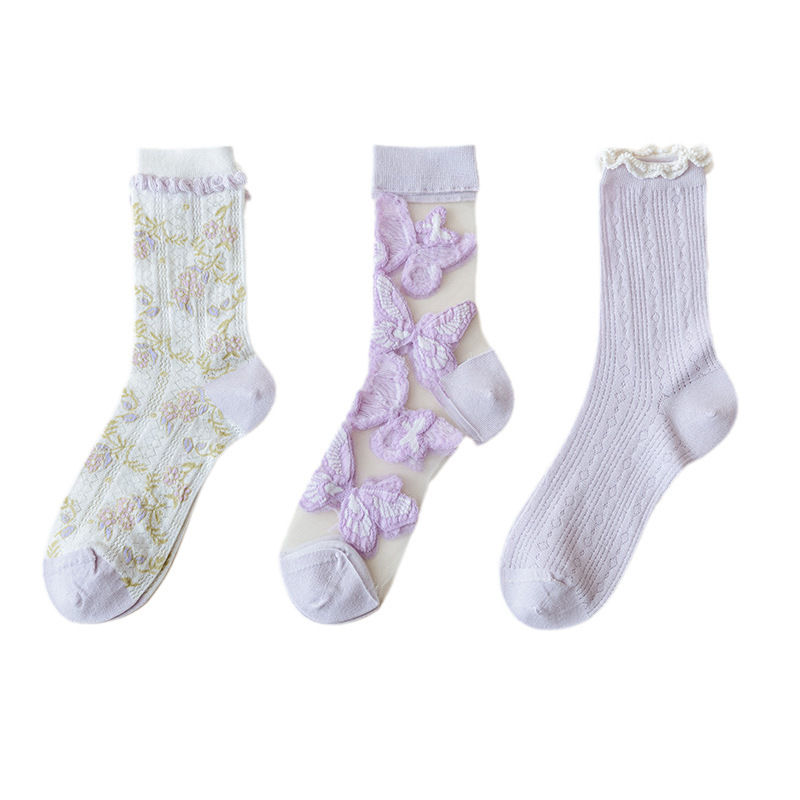 Calzini corti morbidi estivi alla moda per donna Calzino a rete sottile Caratteristica traspirante Calzini alla caviglia in pizzo bianco dal design dolce scavato  200574005