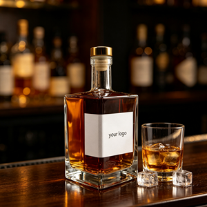 Bouteille en verre carrée transparente de 500 ml et 750 ml pour rhum, whisky, <span class=keywords><strong>vodka</strong></span>, liqueur avec bouchon en liège à vendre - Product Image 2