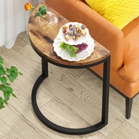 Table d'appoint facile à assembler, table basse semi-circulaire, table de canapé, bureau, petites tables d'appoint demi-rondes pour jardin, cour, patio