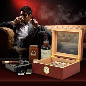 Humidor para Cigarros de Lujo con Tapa de Vidrio Templado, Exhibición Personalizada, Caja de Madera para Cigarros con Higrómetro - Product Image 6