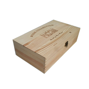 Boîte à vin en bois personnalisée pour deux bouteilles de 250 ml, emballage cadeau rectangulaire pour boissons alcoolisées, joints à mortaise et tenon - Product Image 3