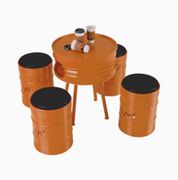 Tabouret rond en fût de fer de style industriel, tabouret de rangement en fer forgé, zone de repos en fût de fer, tables et chaises de négociation pour bar KTV