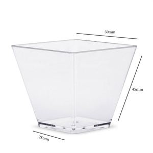 Wholesaler 2 oz Square Clear <b>Plastic</b> Dessert <b>Cups</b> Mini Dessert <b>Cups</b> Clear Reusable Small Appetizer <b>Cup</b> for Parfait - Product Image 2