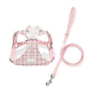 Fabricants en gros de luxe logo personnalisé été personnalisé sans traction tweed harnais pour chien de compagnie laisse colliers de laisse avec logo - Product Image 4