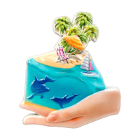 Aimant de réfrigérateur en résine en forme de dauphin surfeur mignon, aimant décoratif 3D en forme d'animal marin, souvenir de plage d'été