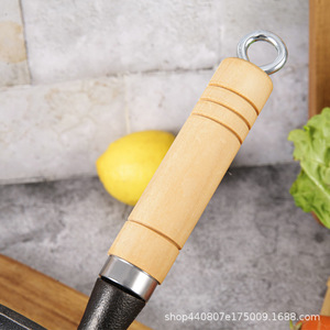 Poêle à œufs multifonctionnelle 3 en 1 en fonte avec poignée en bois pour la cuisson des œufs et des hamburgers - Product Image 3