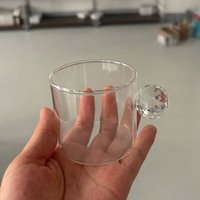 Ensemble de tasses à thé en verre de 100 ml résistantes à la chaleur avec poignées en boule colorées, verres à espresso