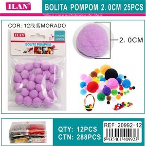 Palline Pompon Ilan 2.0 Cm Viola 25 Pezzi Decorazioni Artigianali - Product Image 1