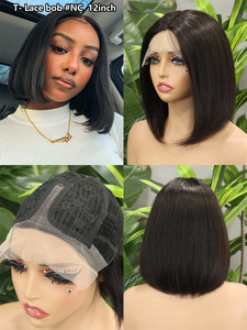 FH 13x1 T Lace Frontal Human Hair Straight Bob <b>Wigs</b> 8-16 inch Middile Part Human Hair Bob <b>Wig</b> - Product Image 3