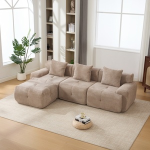 Canapé modulaire moderne sans ossature, canapé nuage, canapé 3 places avec repose-pieds pour salon - Product Image 1