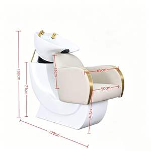 ชุดอุปกรณ์ล้างผมสมัยใหม่ เก้าอี้สระผมหุ้มเบาะสีเบจพร้อมอ่างล้าง - Product Image 4