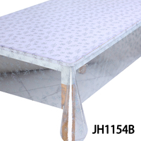 Nappe de table en PVC transparente, résistante à l'eau et à l'huile, avec motif floral à clipser, or et argent, personnalisable, de fabrication directe