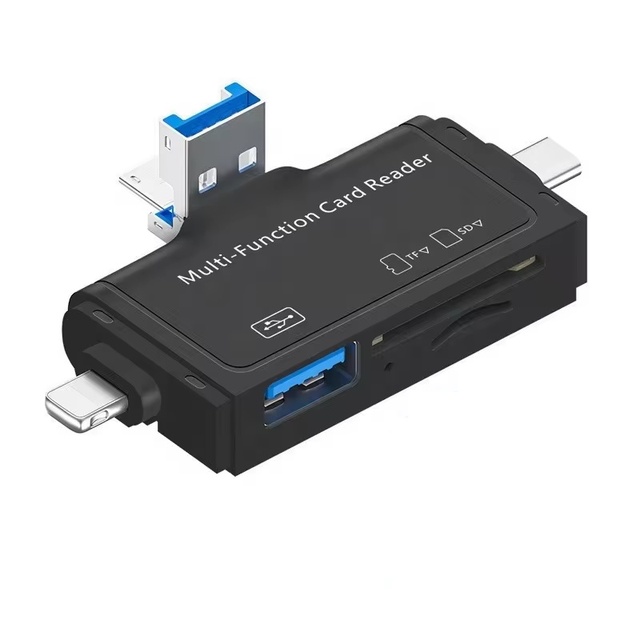 USB 7-in-1 Type-C OTG3.0 Multi-Function SD/TF Card Reader ABS Material External Installation Android Cell Phone Computer