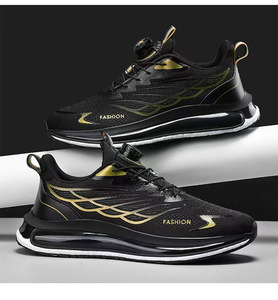 Chaussures de sport pour hommes de bonne qualité, bouton rotatif, doublure en maille respirante, semelle épaisse, amortissante, tendance, antidérapante - Product Image 5