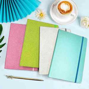 A5 Hardcover Glittery Leather Gift Notebook 100 Sheets Customizable Artistic <b>Journals</b> Thread Sewing Bound Elastic Band - Product Image 3