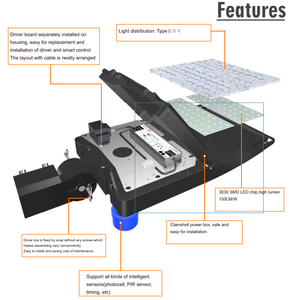 Hishine 400W LED Street Light for Big Parking Lot Fixed Outdoor Parking Lot Light Remote Control Aluminum Body Electric Power - Product Image 2