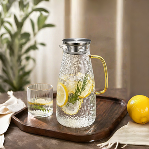 Carafe en verre de <span class=keywords><strong>2</strong></span> L/68 oz avec couvercle et poignée, résistante à la chaleur, en borosilicate, pour boissons chaudes ou froides, thé glacé, limonade - Product Image 4