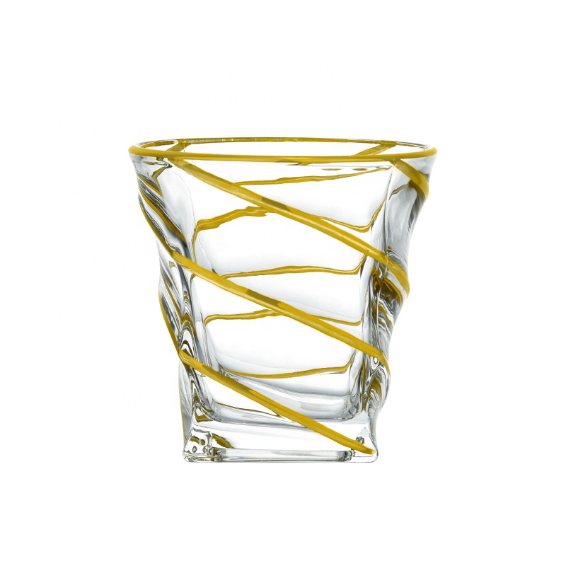 350 мл богемный хрустальный стакан для виски с золотой лентой