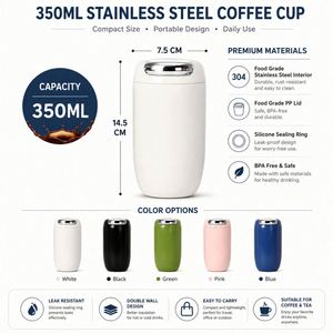 แก้วน้ำเก็บความร้อนสุญญากาศ สแตนเลส ขนาด 350 มล. 12 ออนซ์ สำหรับกาแฟ ใช้ในออฟฟิศ บ้าน หรือเดินทาง ของขวัญส่งเสริมการขายสำหรับองค์กร พร้อมบริการสกรีนโลโก้ - Product Image 2