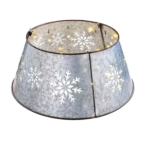 Hollow out snowflake pattern metal galvanized artificial Christmas tree collar bucket skirt festival gift home decoration