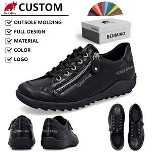 Zapatillas Deportivas Casuales de Piel Auténtica Negra, Ligeras y Transpirables, para Hombre y Mujer, al Por Mayor, Personalizadas y Profesionales - Product Image 1