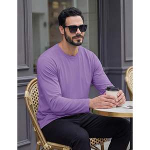 T-shirt à manches longues pour homme TACVASEN, col rond, 100% coton, respirant, tricoté, uni, basique, sous-vêtement, coupe confortable - Product Image 4