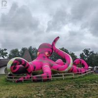 Décoration Gonflable Géante Extérieure Thème Océan : Kraken, Poulpe, Pieuvre, Créature Marine en Tissu Oxford Personnalisable pour Parc d'Attractions