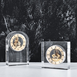 Dilu Tùy Chỉnh Pha Lê Bảng Đồng Hồ Vòm Trái Tim Kim Cương Kim Tự Tháp Cổ Điển Vàng Quay Số Vòng Glass Đồng Hồ Cho Đám Cưới Máy Tính Để Bàn Quà Tặng - Product Image 2