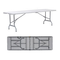 Table de pique-nique portable en plastique avec poignée de transport et design pliable en deux, table pliable de 180 cm pour intérieur/extérieur, mariage
