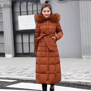 एक्स-लंबी नई आगमन फैशन स्लिम महिलाओं सर्दियों जैकेट कपास गद्देदार गर्म घिरना देवियों कोट लंबे कोट Parka महिला जैकेट