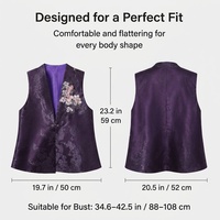 Nouveau Gilet Rétro Sans Manches en Soie Satinée Xiangyunsha Chinoise avec Broderie Française Faite Main et Un Bouton pour Femme