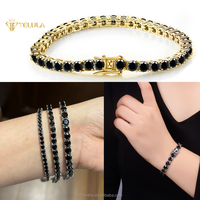 Bracelet de Tennis Hip Hop en Argent Sterling 925 2mm-6mm VVS Moissanite Diamant Noir Moissanite Bracelets et Bracelets
