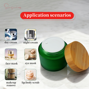 Harga pabrik kualitas tinggi 200g 200ml stoples kaca bulat dengan tutup kayu wadah kosmetik tubuh Scrub kemasan perawatan kulit - Product Image 3