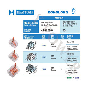 Connecteurs d'alimentation certifiés CE, résistants au feu UL94V-0, avec boîtier PC/Nylon, contact en cuivre détachable, qualité garantie <span class=keywords><strong>HeavyPower</strong></span> PC622 - Product Image 2