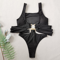 Micro bikini sexy grande taille Maillots de bain pour femmes Maillots de bain minces pour femmes Maillots de bain rembourrés push-up noirs solides