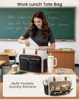Sac à déjeuner pour ordinateur portable LOVEVOOK 15,6 pouces 3 en 1 pour femmes, sac de travail isotherme avec grand porte-gobelet pour enseignante, infirmière, bureau, pique-nique