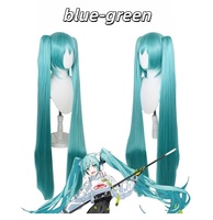 Perruque de cosplay Miku Hatsune, perruque ultra longue de 120 cm à double queue de cheval bleu-vert pour femme, en fibre haute température, sans dentelle